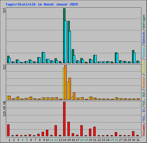 Tages-Statistik im Monat Januar 2025