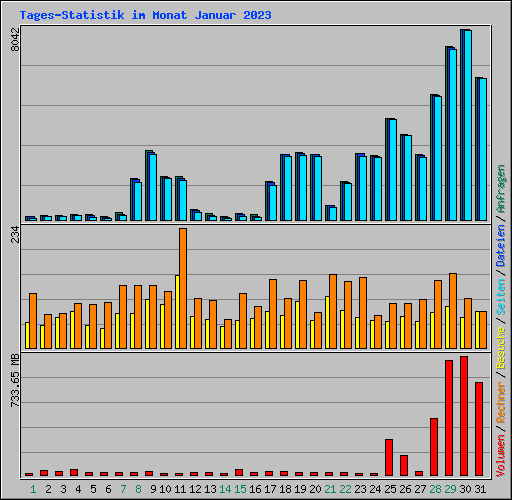 Tages-Statistik im Monat Januar 2023
